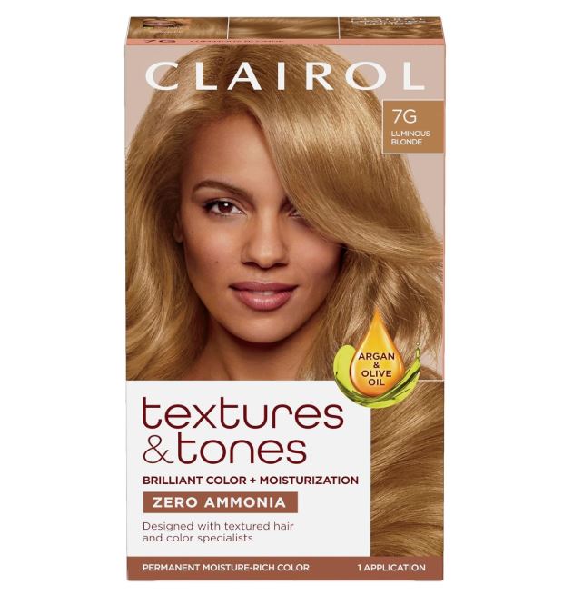 Clairol Textures & Tones Permanent Hair Dye, 7G Luminous Blonde