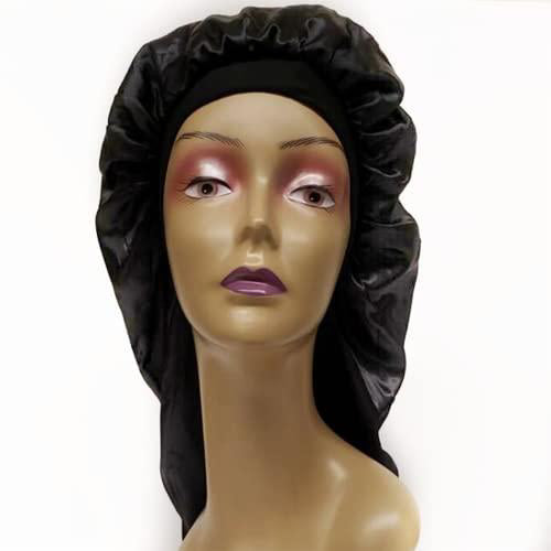 Wide Band Deluxe Luxury Braid Bonnet 24Inch Long Black