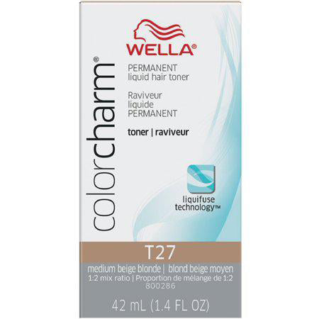 Wella Color Charm Liquid Permanent Hair Color Coverage (T-27 Med Beige Blonde)