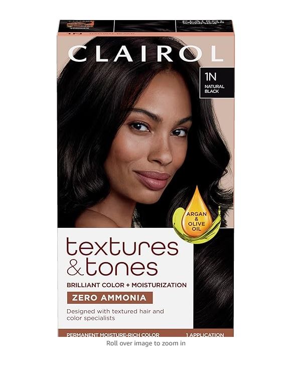 Clairol Textures & Tones Permanent Hair Dye, 1N Natural Black Hair Color