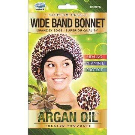 Dream Argan Oil Satin Wide Band Bonnet - Cheetah