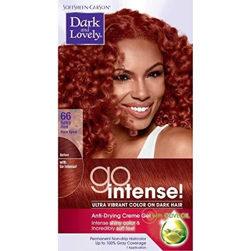 Softsheen-Carson Dark and Lovely Ultra Vibrant Permanent Hair Color Go Intense Hair Dye for Dark Hair with Olive Oil for Shine and Softness, Spicy Red