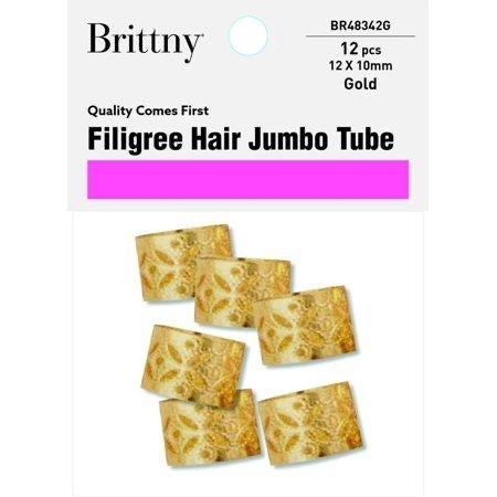 Brittny Hair Accessories Filigree Tube Jumbo - Gold